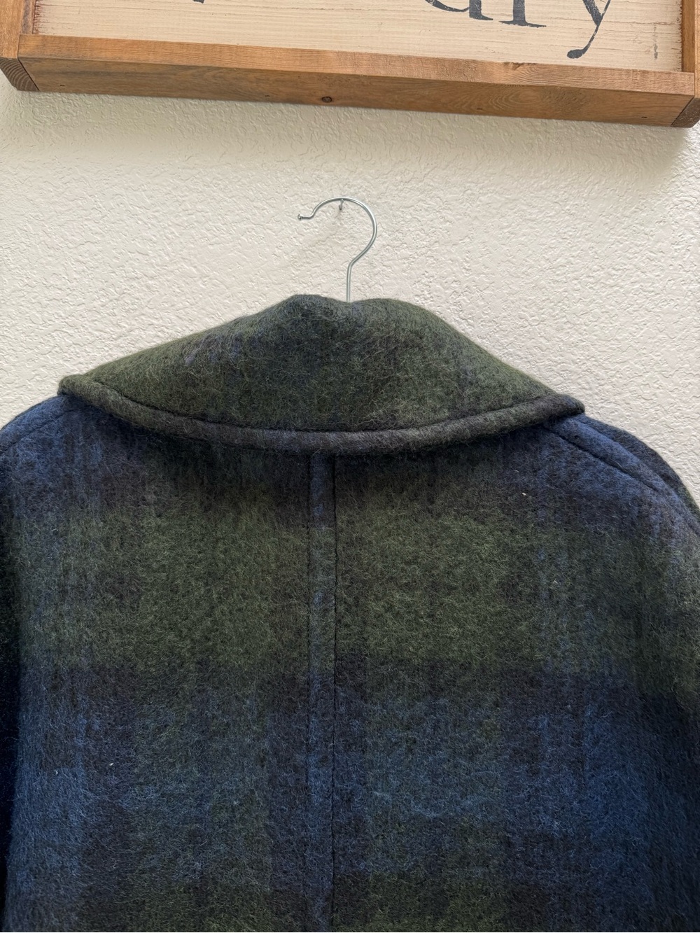 NWT Mango Plaid Wool Blend Button-Up Coat in Navy and Olive- Abrigo Scottish - Picture 14 of 14